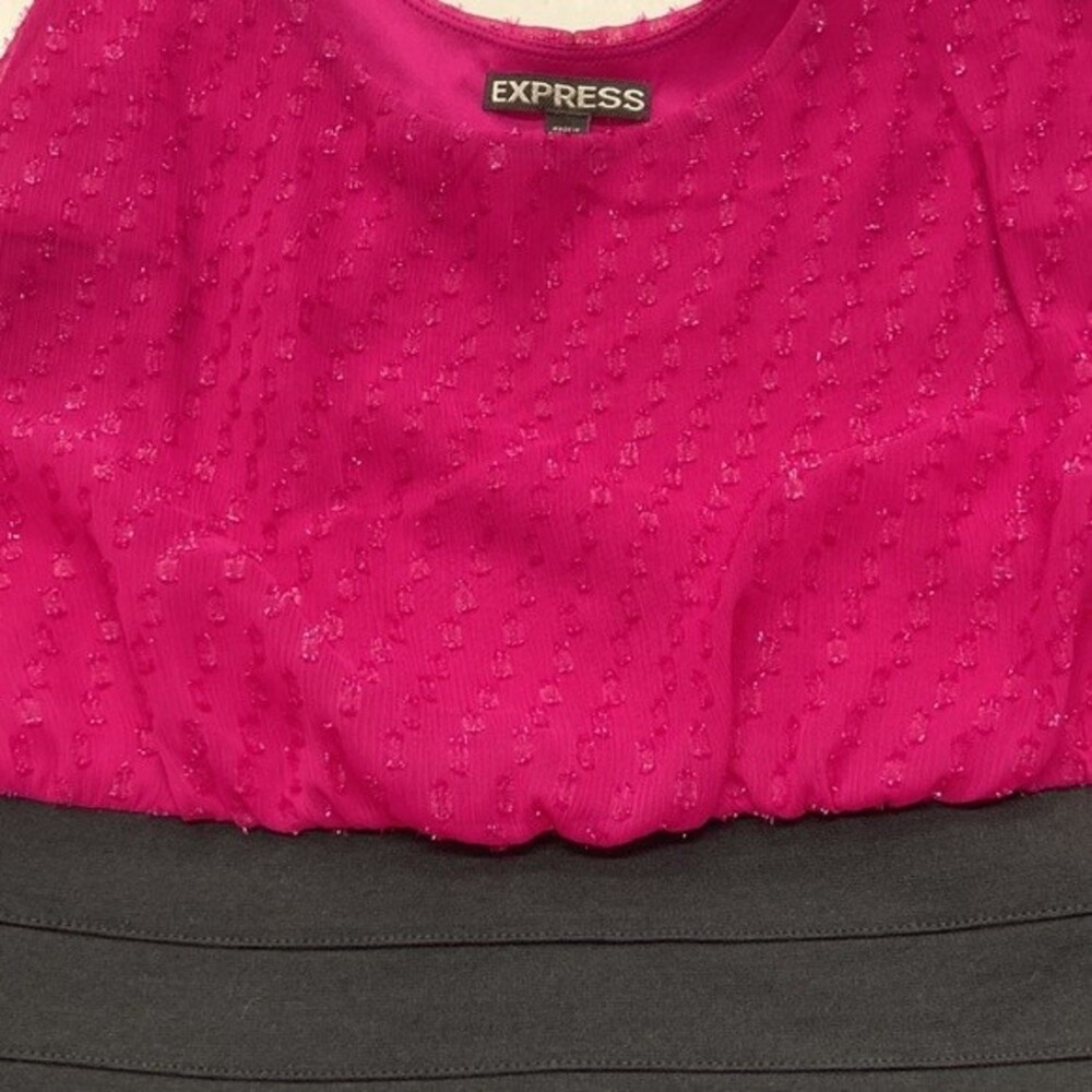 Express Magenta Black Cocktail Dress Size M Sleeveless Bodycon Party Dress EUC - Picture 7 of 11